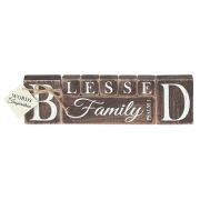 Tabletop Word Wood 9.7x3.5 Inch Blessed Family (Pack of 2)