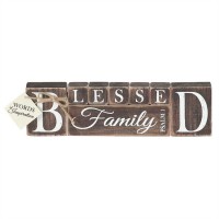 2pk -Tabletop Word Wood 9.7x3.5 Inch Blessed Family (Pack of 2) 2pk -Tabletop Word Wood 9.7x3.5 Inch Blessed Family (Pack of 2)