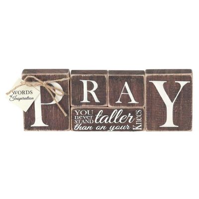 Tabletop Word Wood 9.7x3.5 Pray-You Never Stand Taller (Pack of 2) - 603799086189 - BLOCKWRD-1
