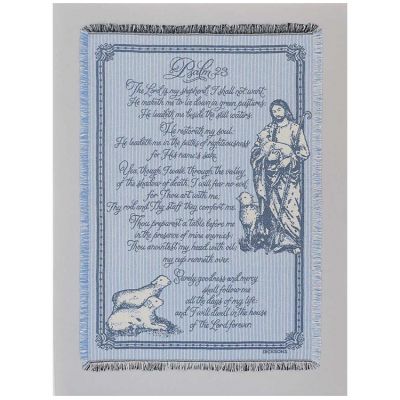 Throw Blanket 48 x 68" Double Layer Cotton, 23rd Psalm - 603799482233 - FAB-922