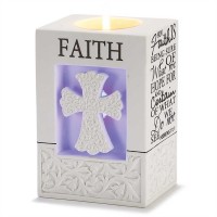 2pk -Votive Holder Resin 5in Led Faith Hebrews 11:1 (Pack of 2)
