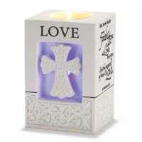 2pk -Votive Holder Resin 5in Led Love 1 Corinthians 13:13 (Pack of 2)