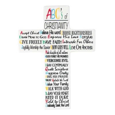 Wall Cross Porcelain 9.5 Inch ABC s of Christianity (Pack of 2) - 603799007955 - WCR-165