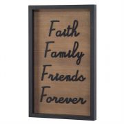 Wall Plaque-MDF-12x20" Faith Family, Friends, Forever
