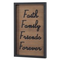 Wall Plaque-MDF-12x20" Faith Family, Friends, Forever