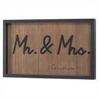 Wall Plaque-MDF 20x12" Mr & Mrs, 1 Corinthians 13:13