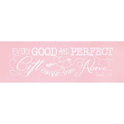 Wall Plaque MDF Every Good & Perfect Gift Pink 2pk - 603799574358 - PLQWW-106