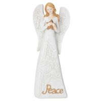 White Glitter Angel w/Star Resin Figurine (Pack of 2)
