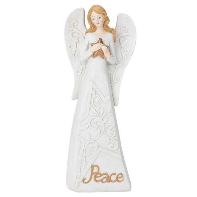 White Glitter Angel w/Star Resin Figurine (Pack of 2) - 603799000550 - CHANG-610