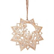 Wood Star Christmas Ornament with Holy Family - 4 inch (Pack of 12)