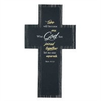2pk -Wood Wall Cross Plaque Joined Together Let No One Separate (Pack of 2)
