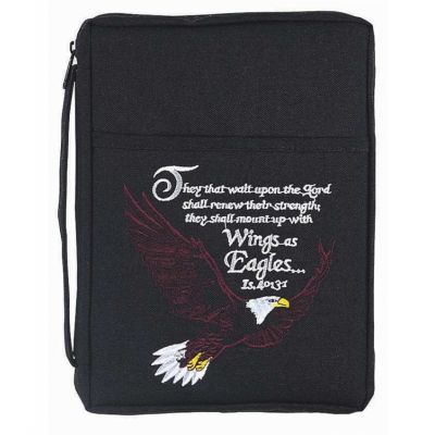 X-large Black Wings As Eagles Embroidery Bible Cover - 603799451574 - BCK-451