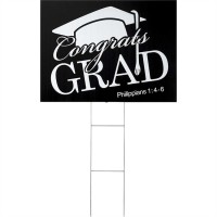 3pk -Yard Sign Congrats Grad Philippians 1:4 6 Pack of 3
