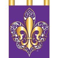 2pk -Flag Fleur-De-Lis Purple Gold 29x42 - (Pack of 2)