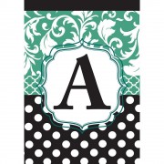 2pk -Flag Monogram-A Black Aqua 13x18 - (Pack of 2)