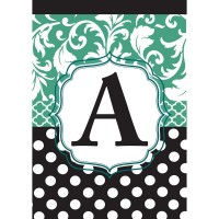 2pk -Flag Monogram-A Black Aqua 13x18 - (Pack of 2)