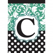 2pk -Flag Monogram-C Black Aqua 13x18 - (Pack of 2)