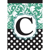 2pk -Flag Monogram-C Black Aqua 13x18 - (Pack of 2)