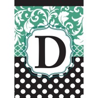 2pk -Flag Monogram-D Black Aqua 13x18 - (Pack of 2)