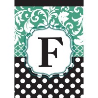2pk -Flag Monogram-F Black Aqua 13x18 - (Pack of 2)