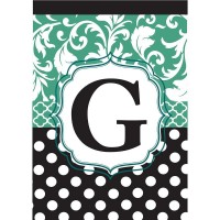 2pk -Flag Monogram-G Black Aqua 13x18 - (Pack of 2)