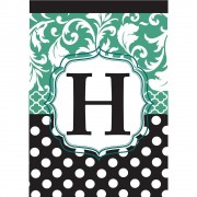 2pk -Flag Monogram-H Black Aqua 13x18 - (Pack of 2) 2pk -Flag Monogram-H Black Aqua 13x18 - (Pack of 2)