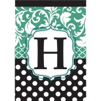 2pk -Flag Monogram-H Black Aqua 13x18 - (Pack of 2)