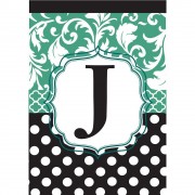 2pk -Flag Monogram-J Black Aqua 13x18 - (Pack of 2) 2pk -Flag Monogram-J Black Aqua 13x18 - (Pack of 2)