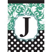 2pk -Flag Monogram-J Black Aqua 13x18 - (Pack of 2)