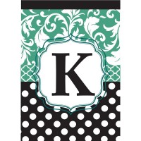 2pk -Flag Monogram-K Black Aqua 13x18 - (Pack of 2)