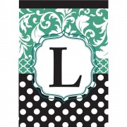 2pk -Flag Monogram-L Black Aqua 13x18 - (Pack of 2) 2pk -Flag Monogram-L Black Aqua 13x18 - (Pack of 2)