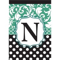 2pk -Flag Monogram-N Black Aqua 13x18 - (Pack of 2)