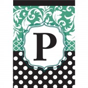 2pk -Flag Monogram-P Black Aqua 13x18 - (Pack of 2) 2pk -Flag Monogram-P Black Aqua 13x18 - (Pack of 2)