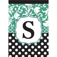 2pk -Flag Monogram-S Black Aqua 13x18 - (Pack of 2)