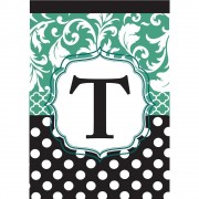 2pk -Flag Monogram-T Black Aqua 13x18 - (Pack of 2) 2pk -Flag Monogram-T Black Aqua 13x18 - (Pack of 2)