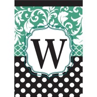 2pk -Flag Monogram-W Black Aqua 13x18 - (Pack of 2)