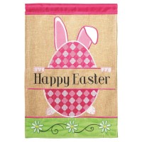 2pk -Flag Happy Easter Egg Burlap 13x18 - (Pack of 2)