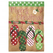 2pk -Flag Christmas Flips Burlap 13x18 - (Pack of 2)