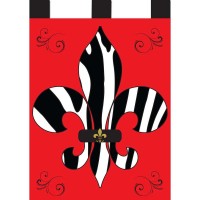 2pk -Flag Zebra Fleur-De-Lis Polyester 13x18 - (Pack of 2)