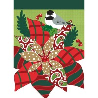 2pk -Flag Poinsettia Burlap Polyester 13x18 - (Pack of 2)
