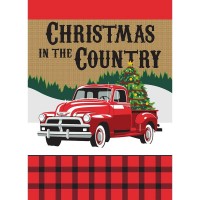 2pk -Flag Christmas Country Truck Red 13x18 - (Pack of 2)