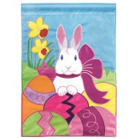 2pk -Flag Easter Bunny Eggs Polyester 13x18 - (Pack of 2)