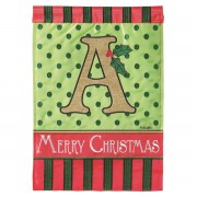 2pk -Flag Christmas Monogram-A Burlap 13x18 - (Pack of 2)