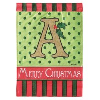 2pk -Flag Christmas Monogram-A Burlap 13x18 - (Pack of 2)