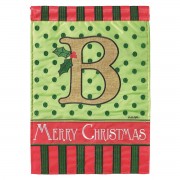2pk -Flag Christmas Monogram-B Burlap 13x18 - (Pack of 2)