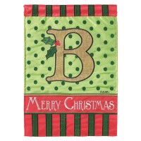 2pk -Flag Christmas Monogram-B Burlap 13x18 - (Pack of 2)