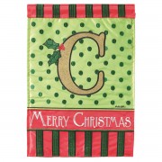 2pk -Flag Christmas Monogram-C Burlap 13x18 - (Pack of 2)