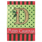 2pk -Flag Christmas Monogram-D Burlap 13x18 - (Pack of 2)