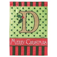 2pk -Flag Christmas Monogram-D Burlap 13x18 - (Pack of 2)