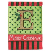 2pk -Flag Christmas Monogram-E Burlap 13x18 - (Pack of 2)